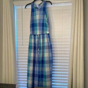 Blue Plaid Sleeveless Dress
